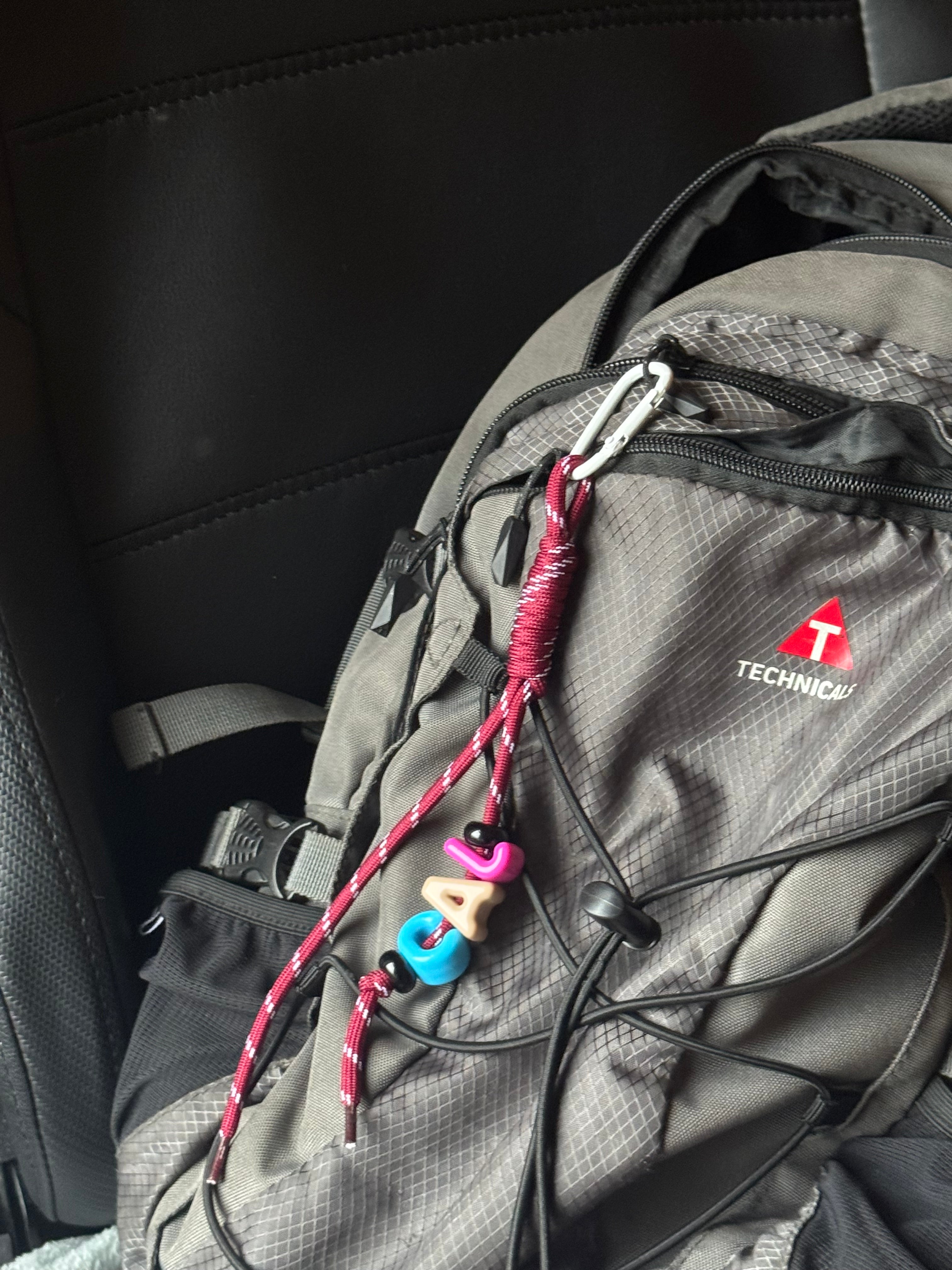 bag charm on rucksack